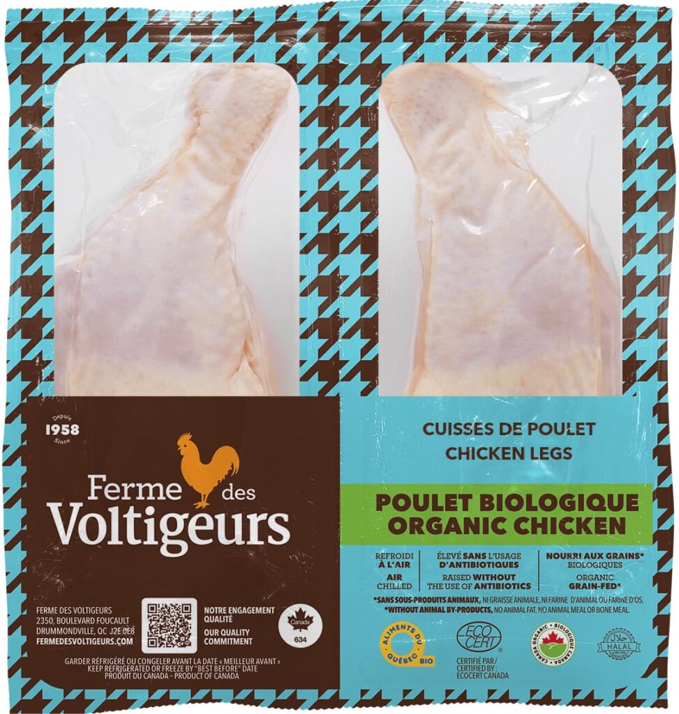 Cuisses de poulet de grain biologiques Ferme des Voltigeurs
