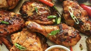 Recette avec poulet de grain entier de Ferme des Voltigeurs, style portugais en collaboration avec Mélanie Germain de Rythme FM. / Recipe with whole grain-fed chicken from Ferme des Voltigeurs, Portuguese-style, in collaboration with Mélanie Germain from Rythme FM.
