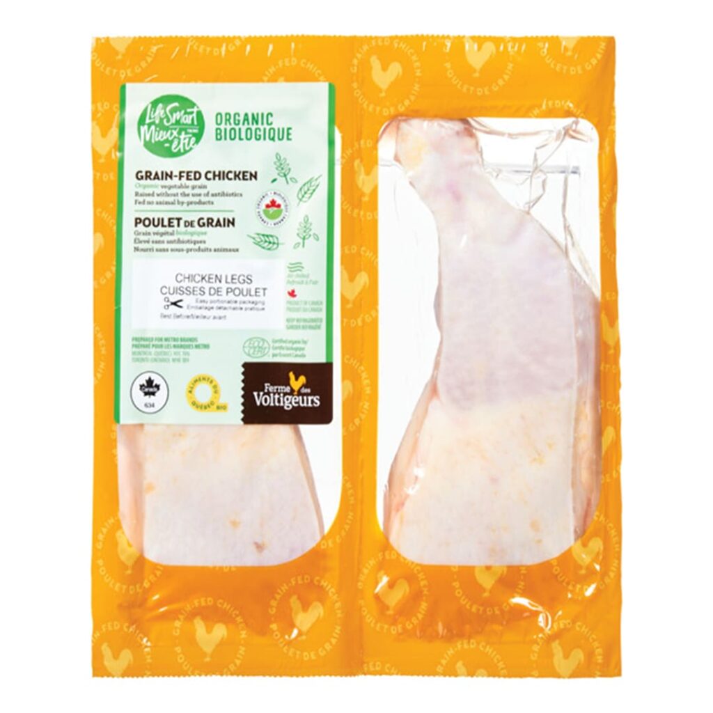 Cuisse de poulet de grain biologique Ferme des Voltigeurs et Metro.