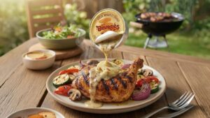Recette en collaboration avec les Beurrés qui met de l'avant les cuisses le poulet de grain de Ferme des Voltigeurs et le beurre bacon, whisky et érable des Beurrés. / Recipe created in collaboration with Les Beurrés, featuring Ferme des Voltigeurs grain-fed chicken thighs and Les Beurrés' bacon, whisky & maple butter.